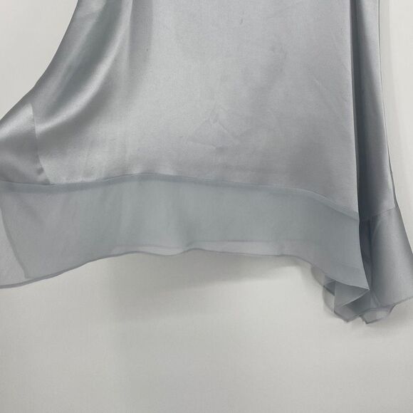 Eileen Fisher Silk Charmeuse Stretch Sleeveless Asymmetric Tunic Top Grey XS - Picture 6 of 14